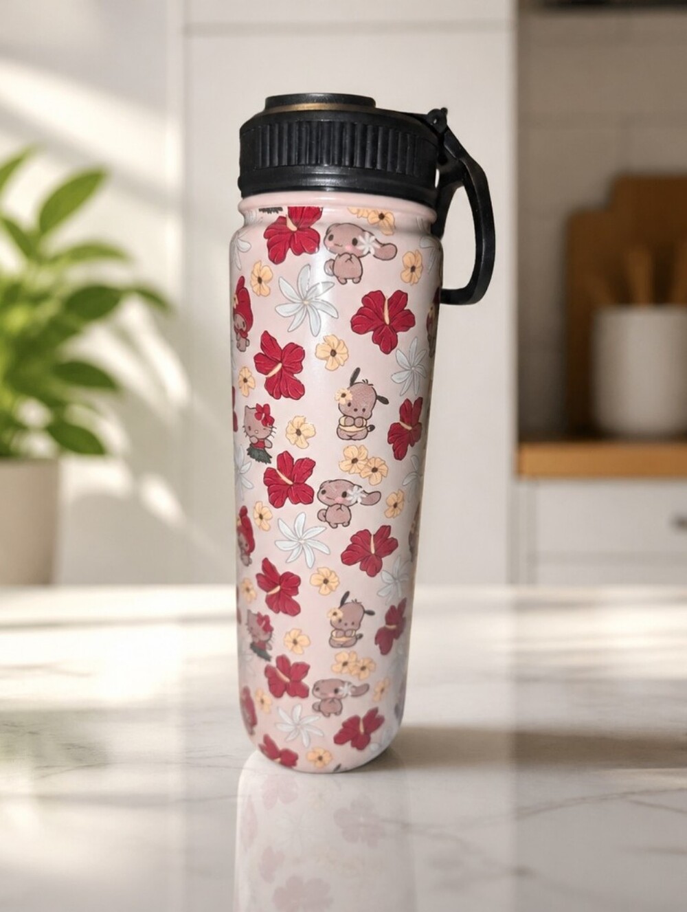 New Hello Kitty Floral Stainless Steel Water Bottle